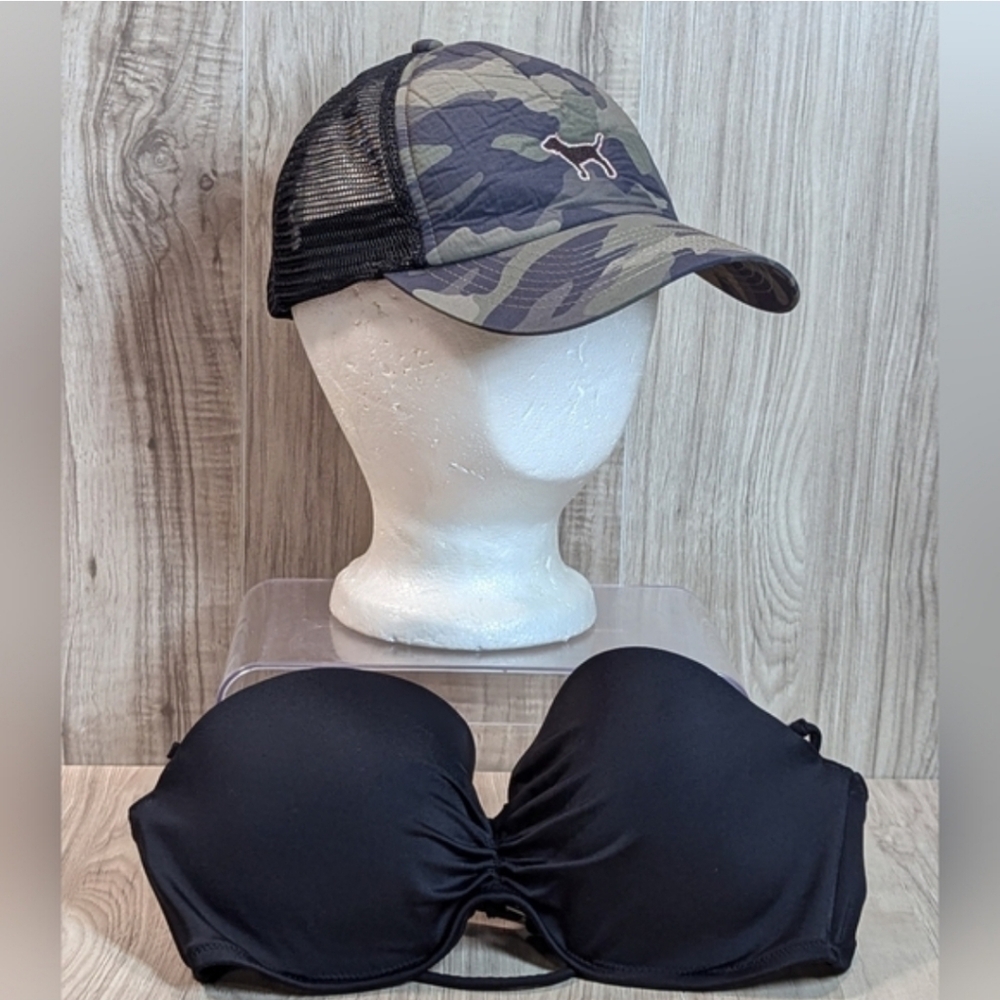 Victoria's Secret Black Convertible Bikini Top Women's Size 36C